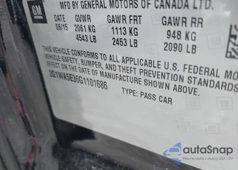 2016 Chevrolet Impala Limited Ls z USA, uszkodzony, nr VIN 2G1WA5E36G1101686